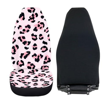 Pink Leopard Print Car Seat Covers for Women Men, Thin Automobile Front Seat Cushion Car Interior Protection for SUV Truck Van Chairs - color: Pink Leopard