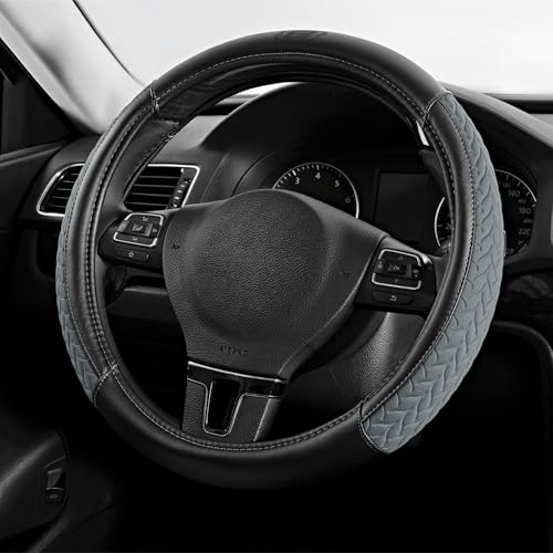 Skechers Steering Wheel Cover,Max Cushioning Leather Steering Wheel Cover Universal Fit 14" 1/2-15" Car Wheel Protector for Men Women Fit Suvs,Vans,Sedans,Car,Trucks,Gray - color: Grey