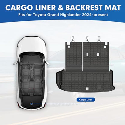 Mixsuper Cargo Liner for Toyota Grand Highlander 2024-2026, All Weather All-in-One Trunk & Backrest Mat, TPE Rear Seat Protector Accessories - size: 24-26 |Grand Highlander| Cargo & Backrest Mat