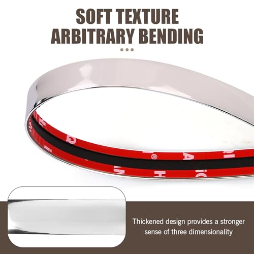 Car Molding Trim, 49Ft Chrome Car Side Moldings, Scratch-Proof Exterior and Interior Molding Trim, 0.24" Wide Self-Adhesive Window Trim Molding, Decorative Strip for All Vehicles (Silver) - color: Silver