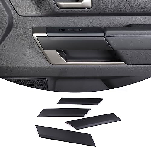 Aunginsy Car Inner Door Panel Strip Trim Cover Compatible with Toyota Tundra 2022+/Sequoia 2023+, Front Rear Door Handle Panel Decorative Cover Protector Accessories(Without Memory Seat Switch Hole) - color: Matte Black