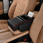 Car Center Console Pad Leather Armrest Pad w/Cup Holder, Tissue Box Slot, Side Bag, Phone Slot for Car Sedans (Quilted, Black-Red) - color: Black-Red, style: Quilted