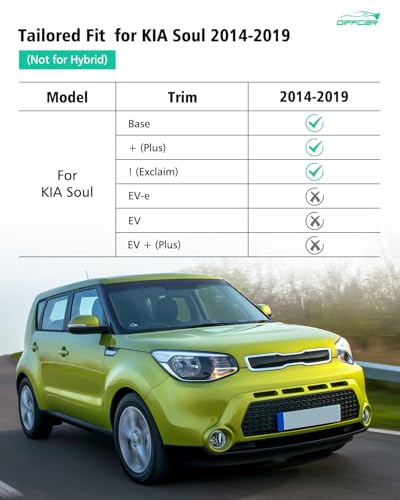 DiffCar® for Kia Soul Floor Mats & Cargo Liner 2014 2015 2016 2017 2018 2019 (Not for Hybrid) | All-Weather Custom Fit Car Accessories for Kia Soul Interior Protection | TPE Floor Trunk Mats 4PCS Set