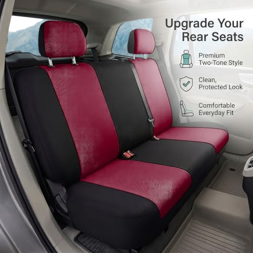 FH Group Pair Set Flat Cloth Car Seat Covers- Universal Fit for Trucks, SUVs, and Vans (Burgundy/Black) FB050102 - color: Burgundy