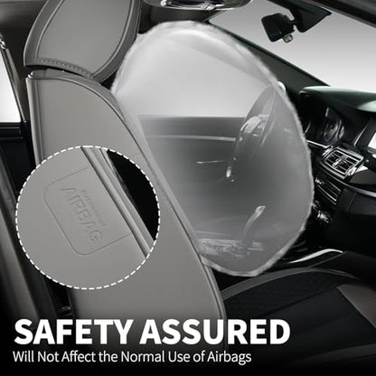 Car Seat Covers Front Set, Black Car Seat Cover, Breathable Premium Leather Seat Covers, Automotive Vehicle Seat Covers for Cars Trucks Vans SUVs Sedans (Grey Black) - color: Gary&Black, size: Frontpair