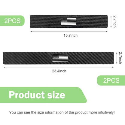 4 PCS American Flag Car Door Sill Protectors, Carbon Fiber Anti-scratch Sill Pad Film, Anti-slip Waterproof Rear Trunk Entry Guard, Self-adhesive Protection Part for Cars SUVs Trucks (Black)