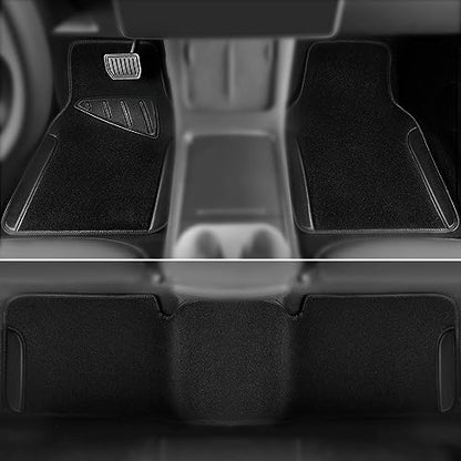 CAR PASS Waterproof Universal Faux Leather 3Pcs Car Floor Mats, Black Car Mats Fit for SUV,Vans,sedans, Trucks,Set of Vehicles Car Carpet with Driver Heel Pad and Anti-Slip Nibs Backing (Black 3Pcs) - color: Black 3pcs