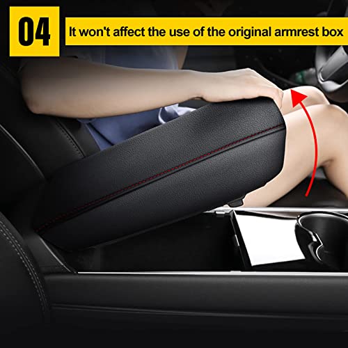 AOMSAZTO Leather Center Console Cover for Honda Civic 2015 2014 2013 2012 Armrest Cover - color: Black-4