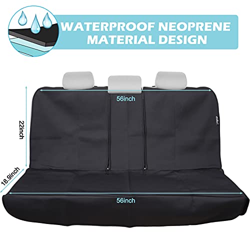 Big Ant Black Waterproof Rear Bench Car Neoprene Padded Back Seat Cover for Cars, Car Seat Covers for Kids Dogs, Universal Fit for Auto Truck Van SUV
