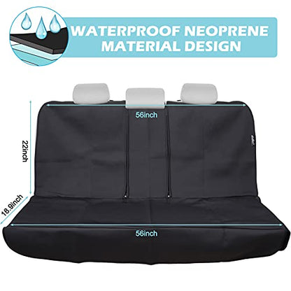 Big Ant Black Waterproof Rear Bench Car Neoprene Padded Back Seat Cover for Cars, Car Seat Covers for Kids Dogs, Universal Fit for Auto Truck Van SUV