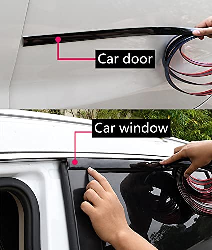 25Ft Automotive Trim Molding Glossy Black 1/2"(12mm) Car Side Moldings UV-Protected Scratch-Proof for All Vehicles Body Door Window Bumper Self Adhesive