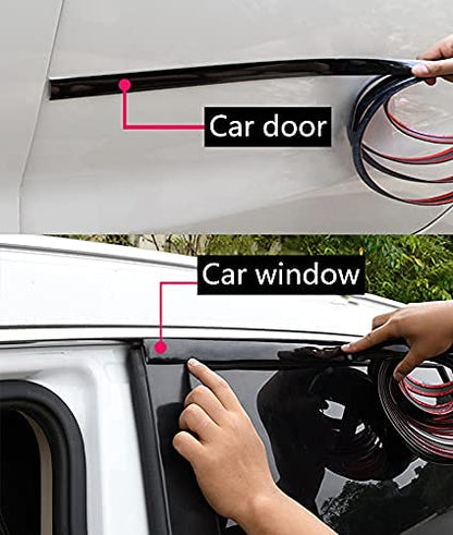 25Ft Automotive Trim Molding Glossy Black 1/2"(12mm) Car Side Moldings UV-Protected Scratch-Proof for All Vehicles Body Door Window Bumper Self Adhesive