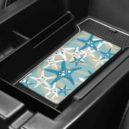 Leather Car Registration and Insurance Card Holder, Cute Car Accessories Vehicle Glove Box Car Organizer for Documents, Cards, License Cute Blue Beach Starfish - color: Cute Blue Beach Starfish