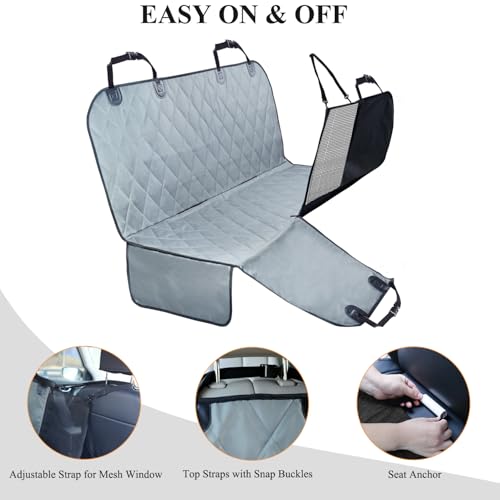 VIVAGLORY Dog Seat Cover Easyhammock Dog Hammock, Seat Cover for Car SUV & Truck, Back Backseat Split Hair Resistant Protector for Pet, Large, Grey - color: Grey, size: Large (width 56")