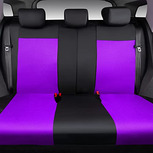 CAR PASS Rainbow Universal Fit 3D Air Mesh Car Seat Cover Full Set with 4Pcs Waterproof Car Floor Mats Universal Fit Automotive Interior Covers for Trucks,Vans,SUV Combo Set (Black and Purple)