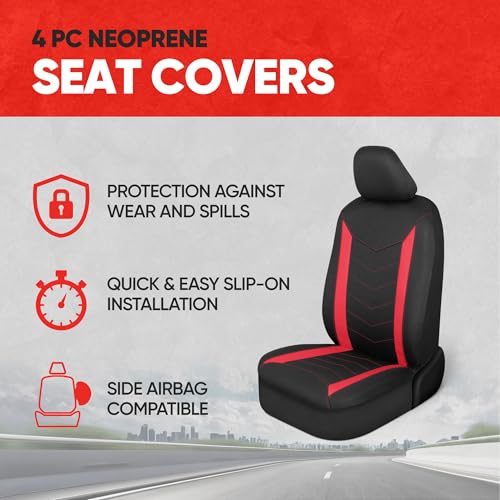 Motor Trend SpillGuard 2 Red Seat Covers for Cars & Seat Covers for Trucks - Neoprene Lining Waterproof Car Seat Covers Front Seats Only - SUV Seat Covers Protector - Forros para Asientos de Carro - color: Red, size: Front Seat Covers