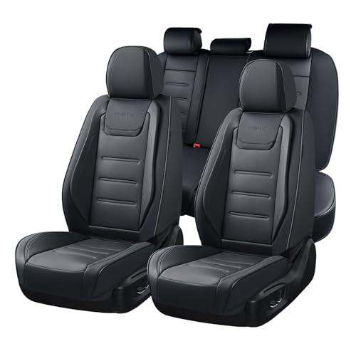 Coverado Car Seat Covers Full Set, Seat Covers for Cars, Car Seat Protector Waterproof, Leather Car Seat Cushion, Universal Interior Covers Seat Protectors for Most Cars Black - color: 01-Black, size: FullSet