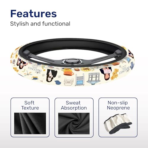 GENANY Mom Daughter Diaries Steering Wheel Cover, Non Slip Polyester Car Wheel Protector for Car SUV Truck, Universal 15 Inch - color: Mom & Daughter Diaries
