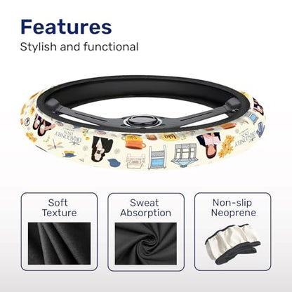 GENANY Mom Daughter Diaries Steering Wheel Cover, Non Slip Polyester Car Wheel Protector for Car SUV Truck, Universal 15 Inch - color: Mom & Daughter Diaries