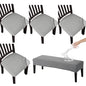 KRFOONN Waterproof Seat Covers for Dining Room Chairs Set of 4 with Dining Bench Cover Jacquard Washable Chair Covers Removable Kitchen Chair Cushion Slipcovers for Dining Room, Light Grey - color: Light Grey