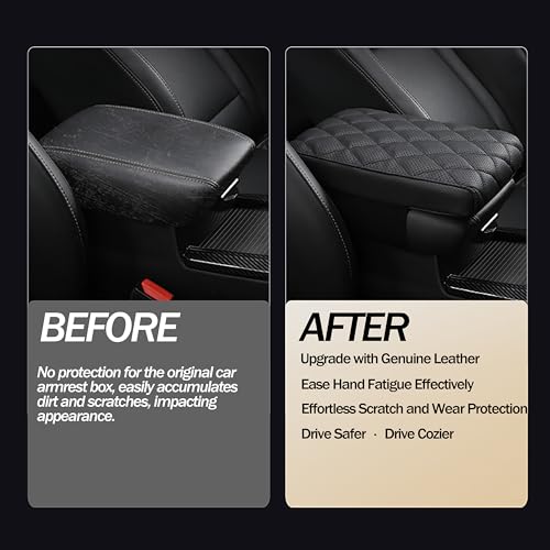 Truck Center Console Cover/pad Genuine Leather,Universal large Armrest mat, Adjust driving posture Cushion,Real cowhide,keep driving safety,f150 sierra titan silverdo tundra - size: sizeD 15 x 13.4 x 2.2 inch(large trucks/SUVs)