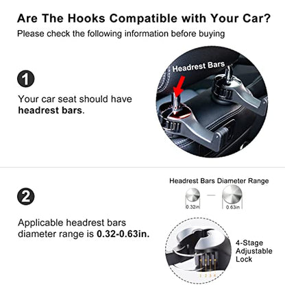 Car Headrest Hook with Phone Holder, Universal 360 Rotation Headrest Hooks for Purses and Bags (Blue) - color: Blue