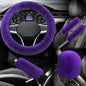 5PCS Fluffy Car Steering Wheel Cover Set, Includes Faux Fur Gear Shift Cover & Handbrake Cover & Steering Wheel Protector & 2 Seat Belt Shoulder Pads, Winter Fuzzy Warm Car Accessories (Violet) - color: Violet