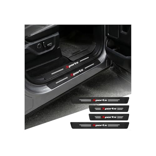 4PCS Car Door Sill Protector, Anti-Scratch Carbon Fiber Sport Vehicle Threshold Guard Sticker, Self-Adhesive Automotive Door Sills Scratch Protection Accessories, Universal for Most Vehicles