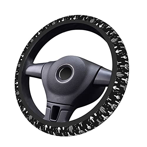 Fun Western Cactus Steering Wheel Covers Non Slip Neoprene Wheel Protector Universal 15 inch for Car Accessories - color: Black40