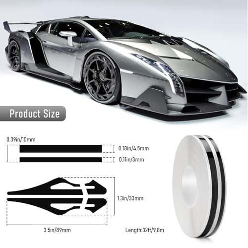 Car Pinstriping Tape, 32Ft Car Vinyl Striping Tape Stripe Decal Waistline Body Side Striping Tape Emblems Trim for DIY Car Racing Motorcycle SUV Pickup (Black) - color: Black-1