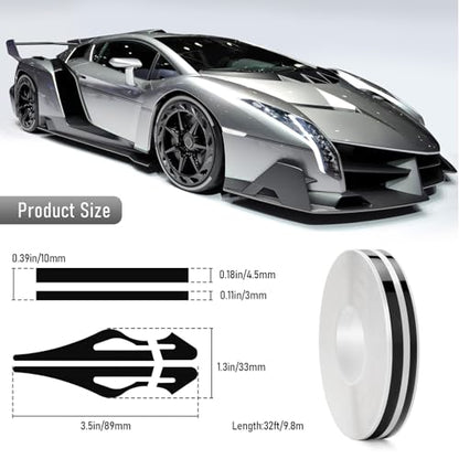 Car Pinstriping Tape, 32Ft Car Vinyl Striping Tape Stripe Decal Waistline Body Side Striping Tape Emblems Trim for DIY Car Racing Motorcycle SUV Pickup (Black) - color: Black-1
