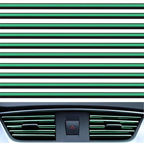 gradegift Car Vent Decoration Strip, 10 Pieces Car Air Conditioner Vent Outlet Trim Strips Car Decorative Filler Insert Strips Car Interior Moulding Trim Strip Line (green)
