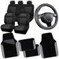CAR PASS 3D Air Mesh Car Seat Covers Full Sets w/5mm Sponge, 4Pcs Waterproof Car Floor Mats, Steering Wheel Cover Universal Fit for SUV Sedan Truck, Airbag Compatible Automotive Interior(Black Gray) - color: Gray Combo