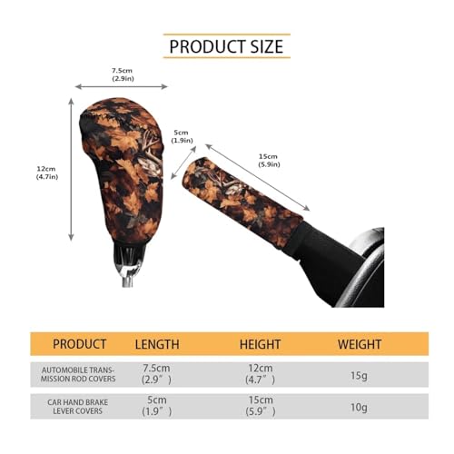 Deer Camo Print Car Handbrake Cover Gear Shift Knob Cover Set, Washable Auto Gear Shift Cover Set, Universal Vehicle Accessories Set for Cars Truck SUV, Set of 2 - color: Deer Camo