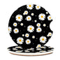 2 Pack Universal Ceramic Car Coasters，Ceramic Stone with A Finger Notch for Easy Removal of Car Cup Holder Coaster(Daisy Black) - color: Daisy Black