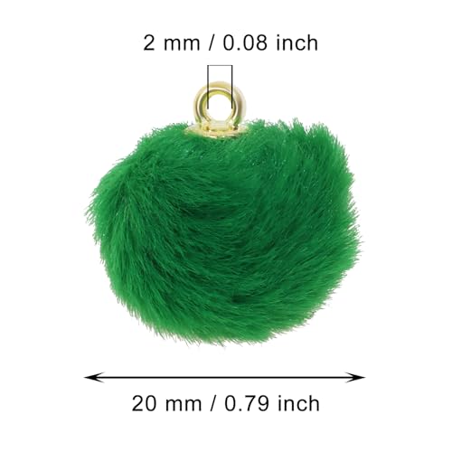Tupalizy 50PCS Fluffy Pom Poms Charms Soft Fuzzy Faux Fur Puff Ball Pendant for Keychains Bracelets Earrings Jewelry Making Tassels Bags DIY Crafts Party Favors Gifts Accessories - color: Christmas Green