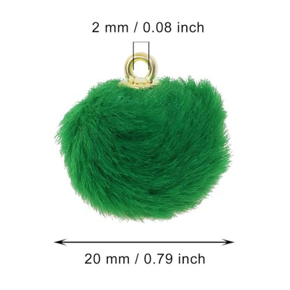 Tupalizy 50PCS Fluffy Pom Poms Charms Soft Fuzzy Faux Fur Puff Ball Pendant for Keychains Bracelets Earrings Jewelry Making Tassels Bags DIY Crafts Party Favors Gifts Accessories - color: Christmas Green