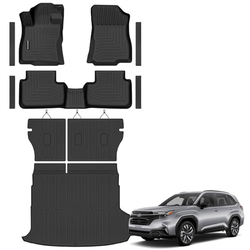 Floor Mats for 2026 2025 Subaru Forester Hybrid Upgrade Trunk Mat with Backrest Mat All Weather TPE Floor Liners Fit for 2026 Forester Anti-Slip Full Set Car Accessories (Not for Fuel) - size: for 2025-2026 Subaru Forester Hybrid All Mats