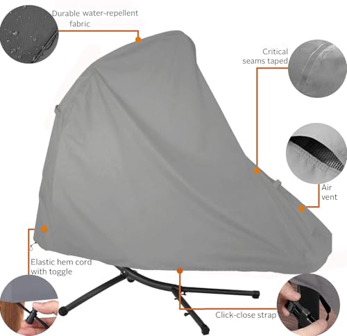 Patio Hanging Chaise Lounge Cover 73 Inch Waterproof 900D Heavy Duty Outdoor Swing Chair Cover for Hammock(Grey) - color: Grey