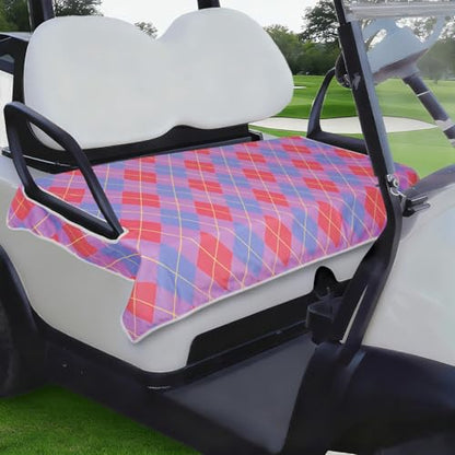 Golf Cart Seat Covers, Universal Golf Cart Seat Towel Blanket for Yamaha, EZGO, Club Car, Icon and More 2-Seat Carts, 100% Microfiber Keeps Seat Comfortable and Clean - color: pink