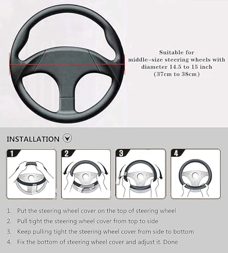 Elastic Stretch Steering Wheel Cover, Warm in Winter and Cool in Summer, Universal 15 inch Microfiber Breathable Ice Silk Anti Slip Car Interior Accessories, Odorless, (Black Red) - color: Red