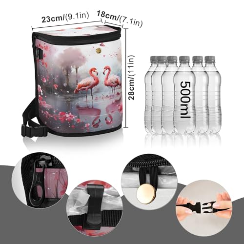 MNSRUU Car Trash Can with Lid, Flamingos and Flowers Car Trash Bag Hanging Organizers and Storage for Front Back Seat, Leak-Proof Trash Bin - color: Flamingos A 0325
