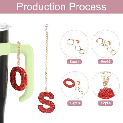 MECCANIXITY Bling Car Letter Charm, Initial S Letter Interior Car Rear View Mirror Decoration Hanging Crystal Ornaments for Women Bags Water Cup DIY Craft, Red - style: Letter S