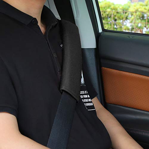 X AUTOHAUX 4pcs Universal Black Car Safety Seat Belt Pads Cover with Soft Polyester Fiber Auto Seatbelt Shoulder Pad for More Comfortable Driving - color: Black