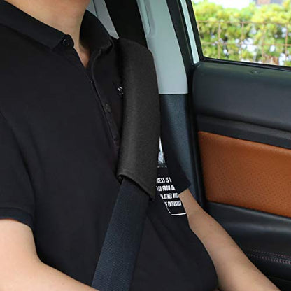 X AUTOHAUX 4pcs Universal Black Car Safety Seat Belt Pads Cover with Soft Polyester Fiber Auto Seatbelt Shoulder Pad for More Comfortable Driving - color: Black