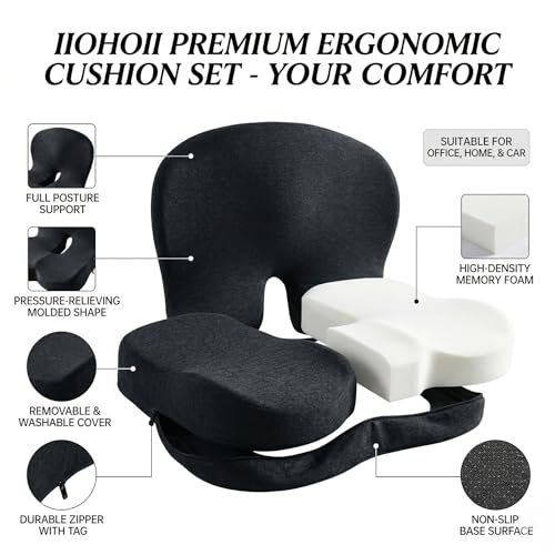 Memory Sponge Cushion, Pressure reducing Cushion, Ergonomic, Lumbar Support Pillow (All Black) - color: All Black