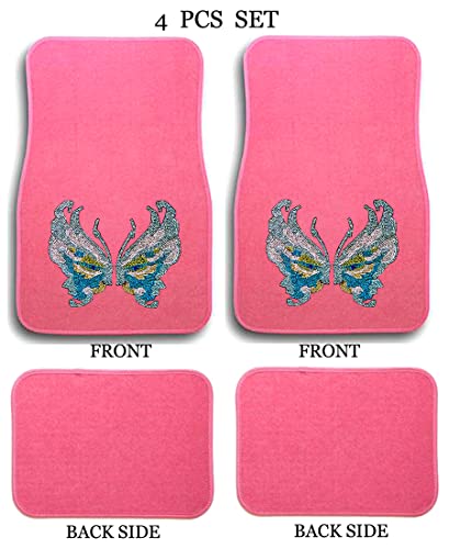 ALLBrand Universal Fit Front/Rear 4-Piece Full Set Crystal Bling Rhinestone Design Studded Carpet Car SUV Truck Pink Floor Mats - 4 KAM-MAT-PINK 0 - color: Carnival Mask-Pink