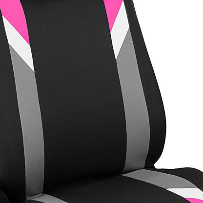 FH Group Premium Modernistic Flat Cloth Car Seat Covers – Universal Fit, Washable Seat Covers for SUV Sedan Van, Pink, Full Set - color: Pink, size: Full Set