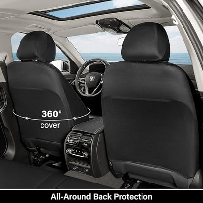 Coverado Car Seat Cover Protector Front Seats - color: Black-White(Lether), size: Front
