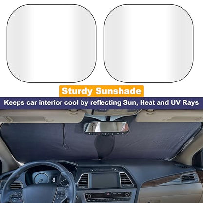 EcoNour 2 Piece Foldable Car Windshield Sun Shade – UV & Heat Protection, Interior Cooling, Durable Upgraded Design, Easy Fold, Front Window Sunshade - Medium (31" L x 28" W) - size: Medium